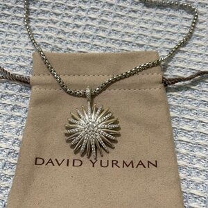 David Yurman Silver Necklace with Starburst Pendant